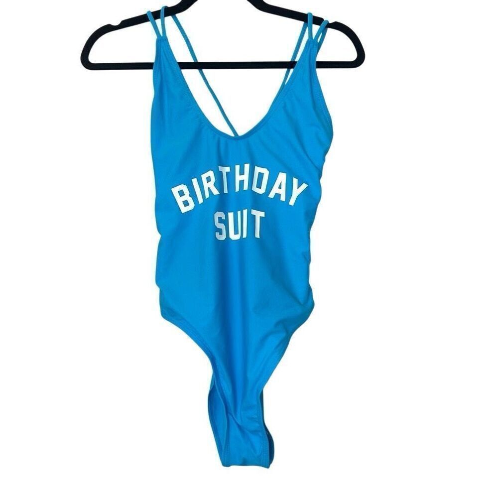 Ravesuits Scoop Neck Strappy Birthday Suit One Piece Graphic Swimsuit Blue XL
